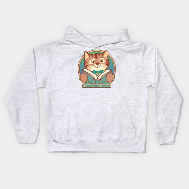 I Read What I Want Cat Kids Hoodie by Sue Cervenka